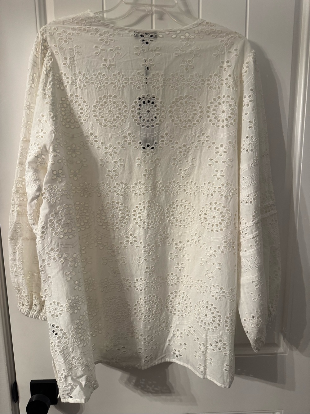 Tolani Ivory Eyelet Button-Back Blouse
